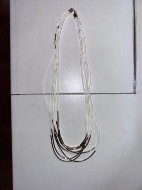 Multi-Strand White and Gold Women's Necklace - Elegant Layered Look